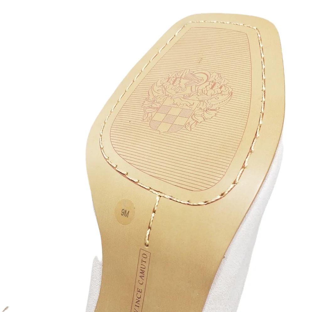 Vince Camuto Nahara Suede Laced Zipback Square Toe Cuban Heel Sandals NWOT 9